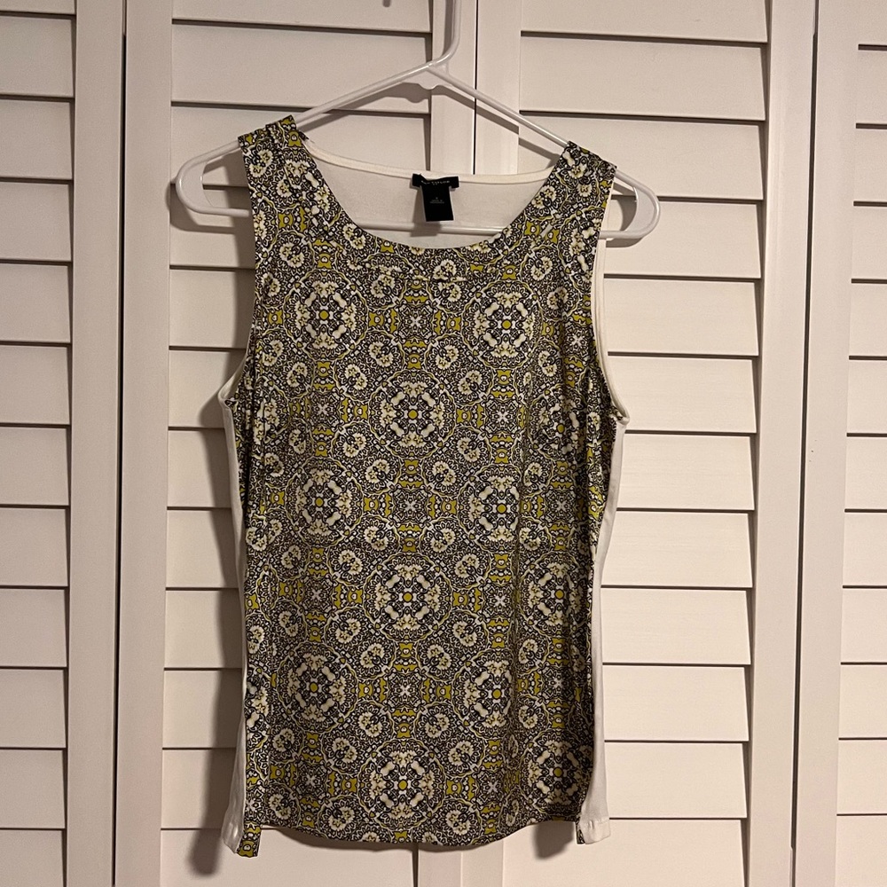 Ann Taylor Mixed Media scarf Print Tank, EUC, S